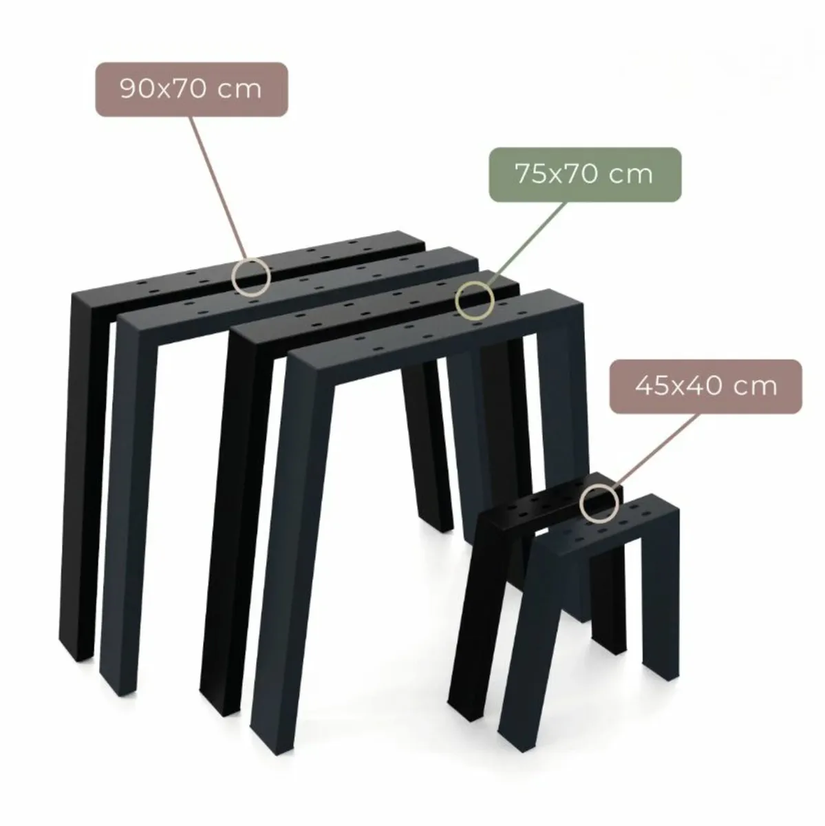 Metal Table Legs Type U Loft Style 55/75×70 Set2 - Image 2