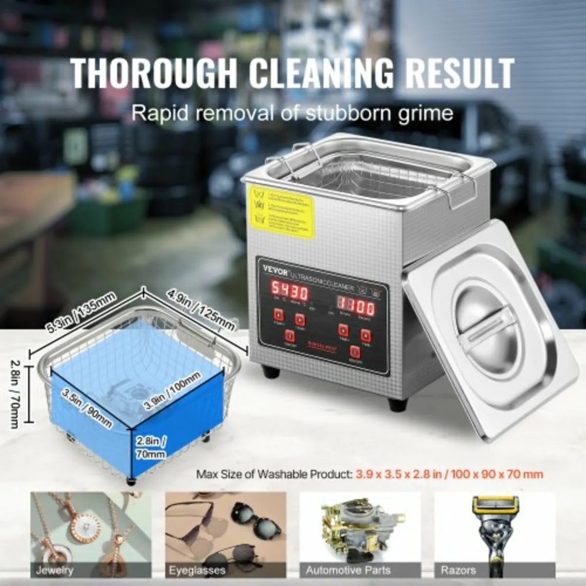 Ultrasonic Cleaner with Digital Timer & Heater, Pr - Image 4