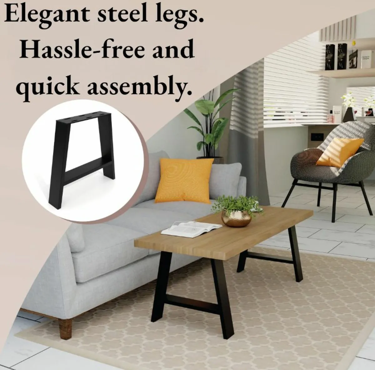 Metal Table Legs Type A Loft Style 44×41 cmSet of2 - Image 4