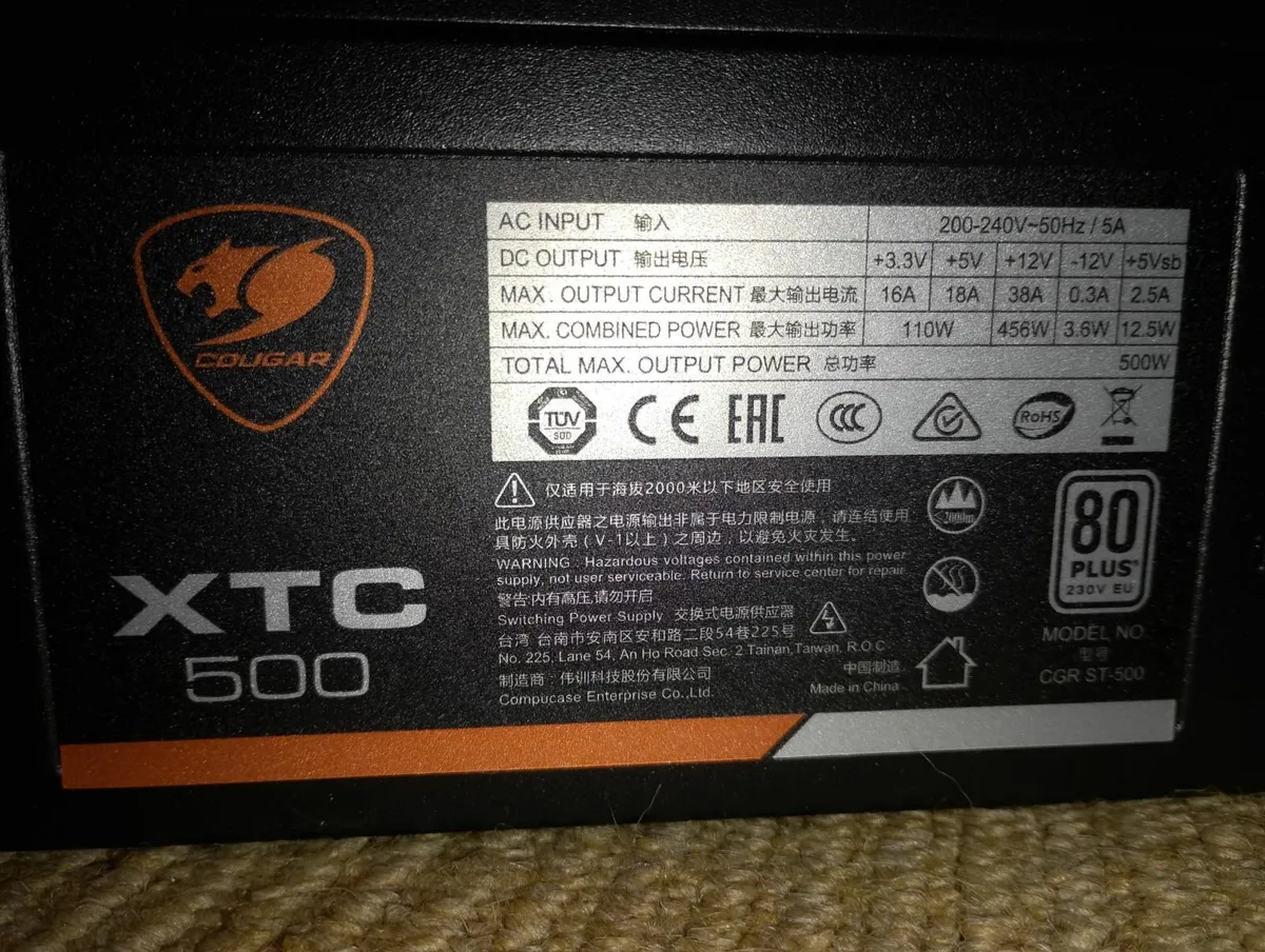 Cougar XTC 500 Power Supply — Excellent Condition - Image 1