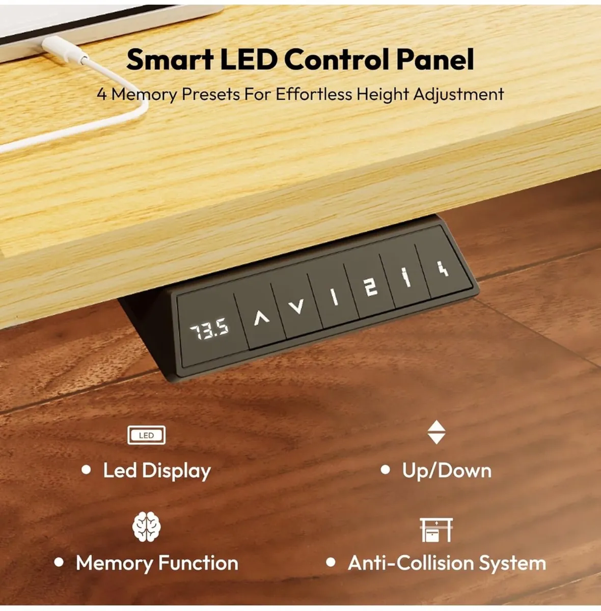 Electric Standing Desk ONE PIECE 110 x54 Height Ad - Image 2