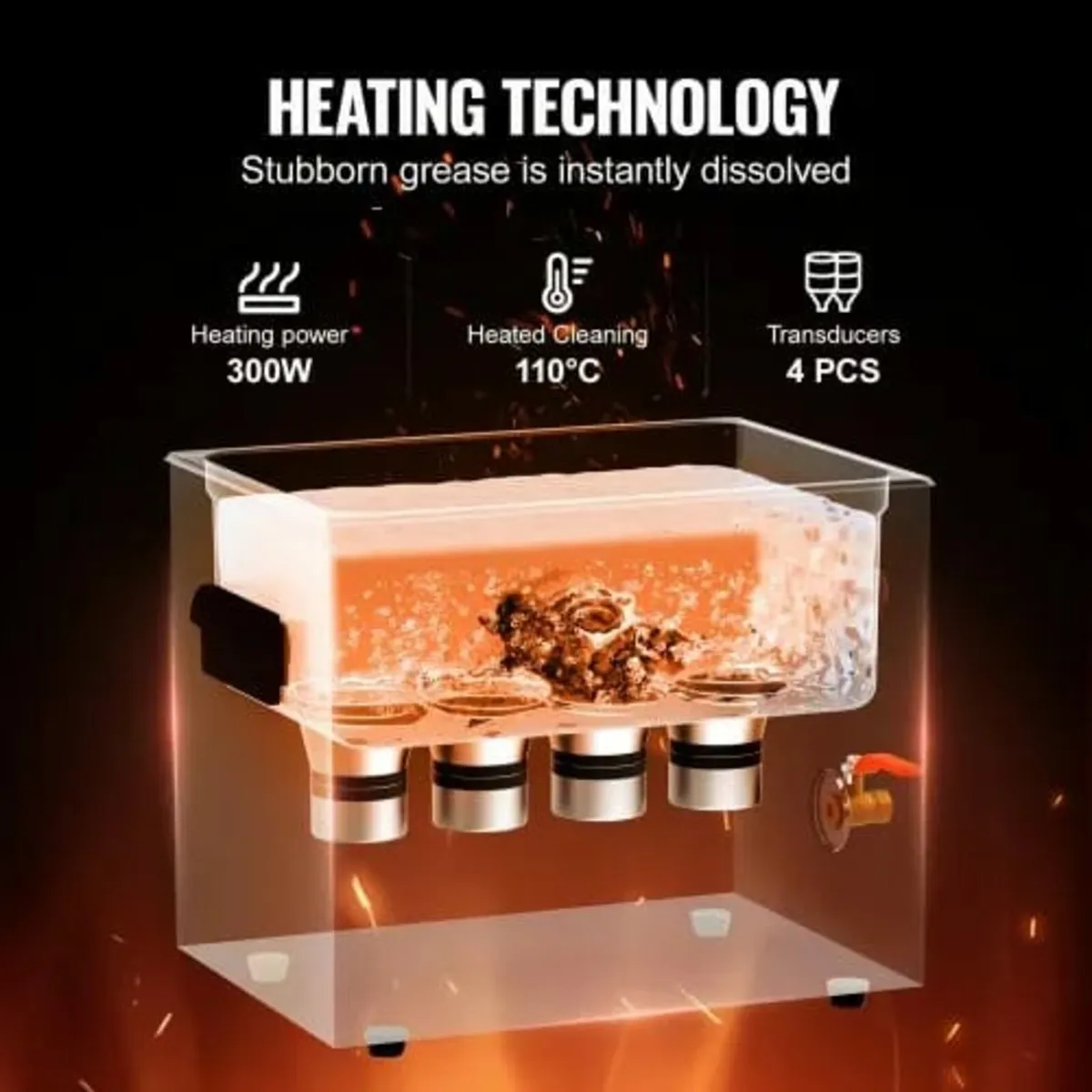 10L Ultrasonic Cleaner with Heater Timer & Basket, - Image 4