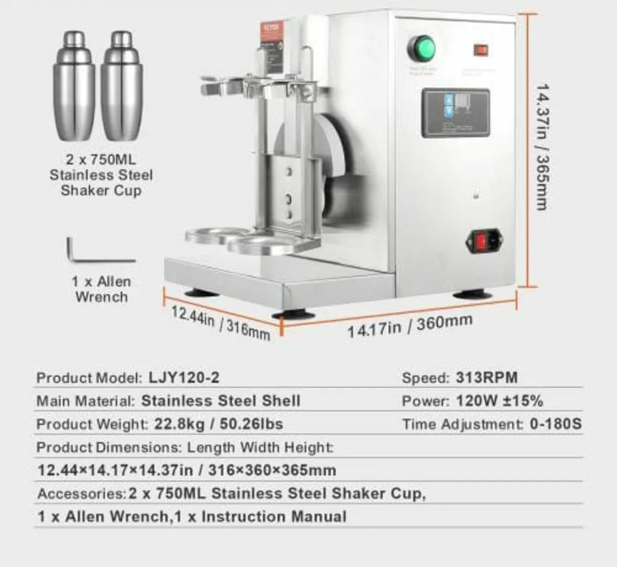 Milkshake Maker Machine, 120W Commercial Milk Tea - Image 2