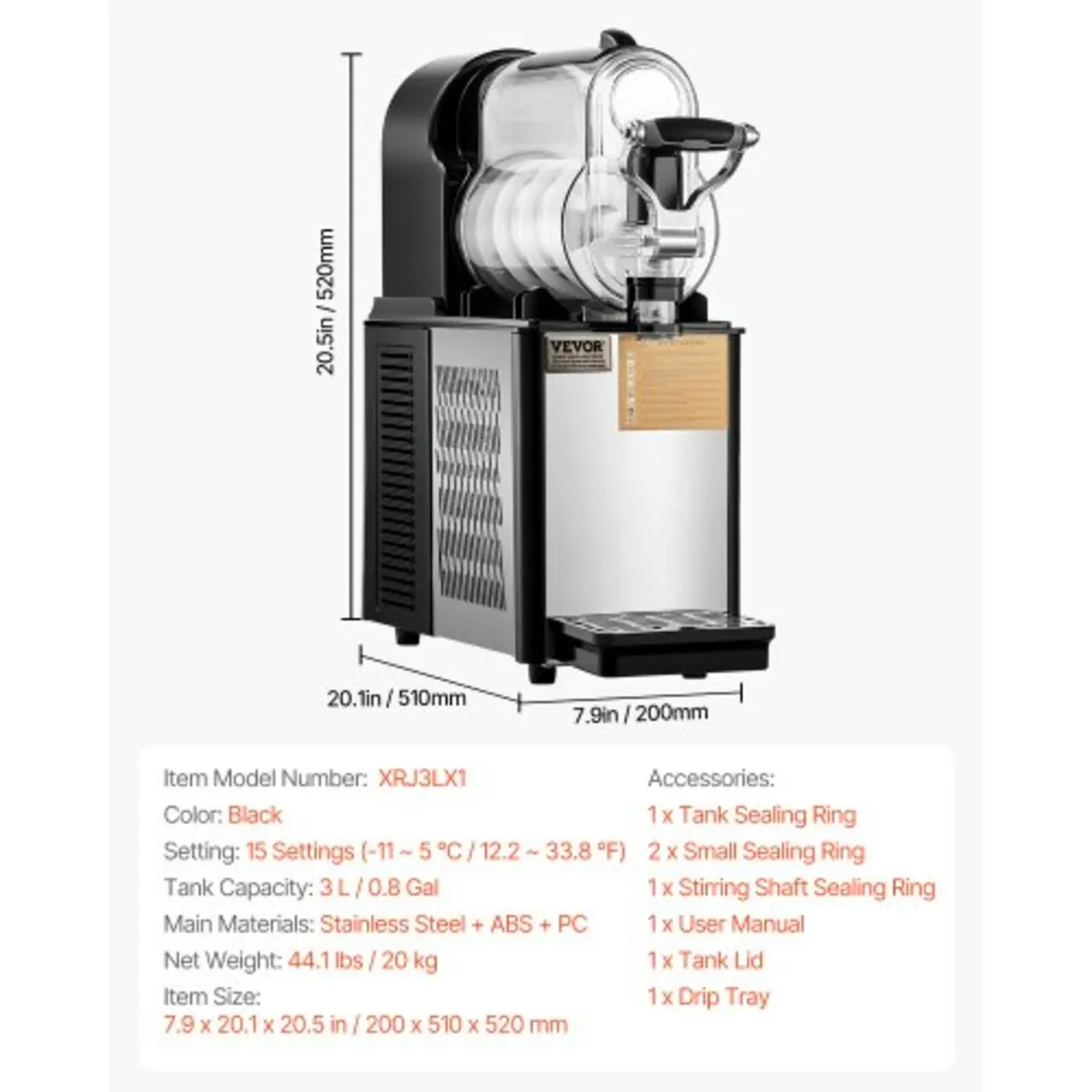 Commercial Slushy Machine, 3L Single Tank Frozen D - Image 2