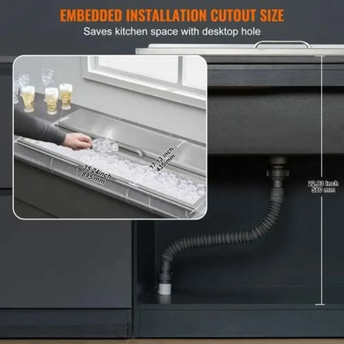 Drop in Ice Chest, 36"L x 18"W x 14"H Stainless St - Image 4