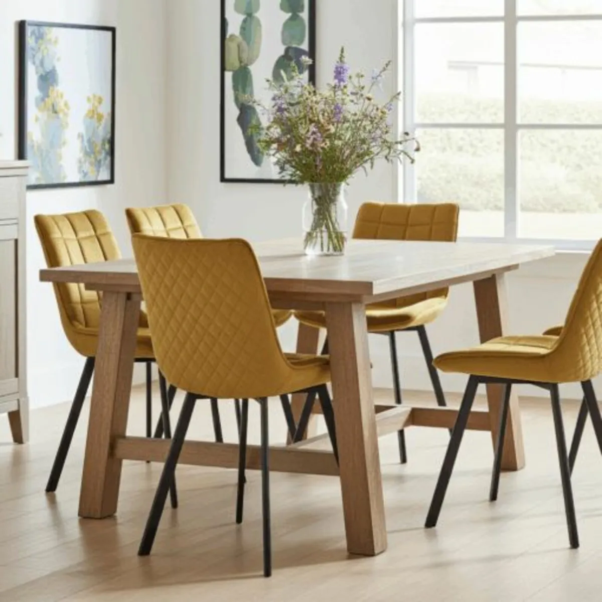 Lila Velvet Dining Chair with Quilted Seat - Image 1