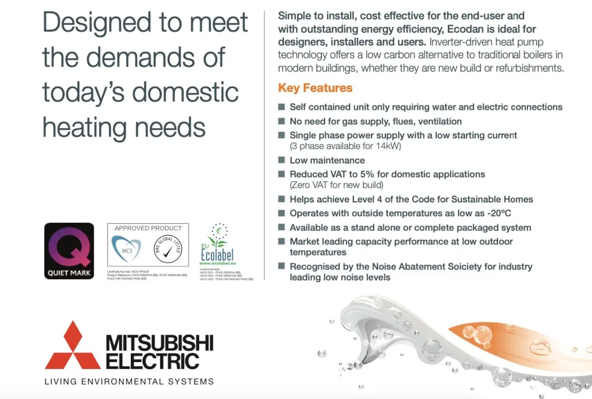 Mitsubishi Ecodan Heat Pumps 5kW - Image 2