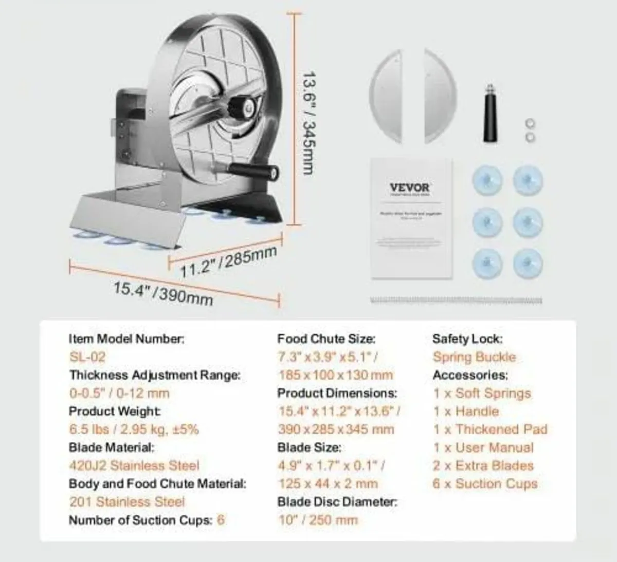 Manual Vegetable Fruit Slicer, 0-0.5"/0-12mm Thick - Image 2