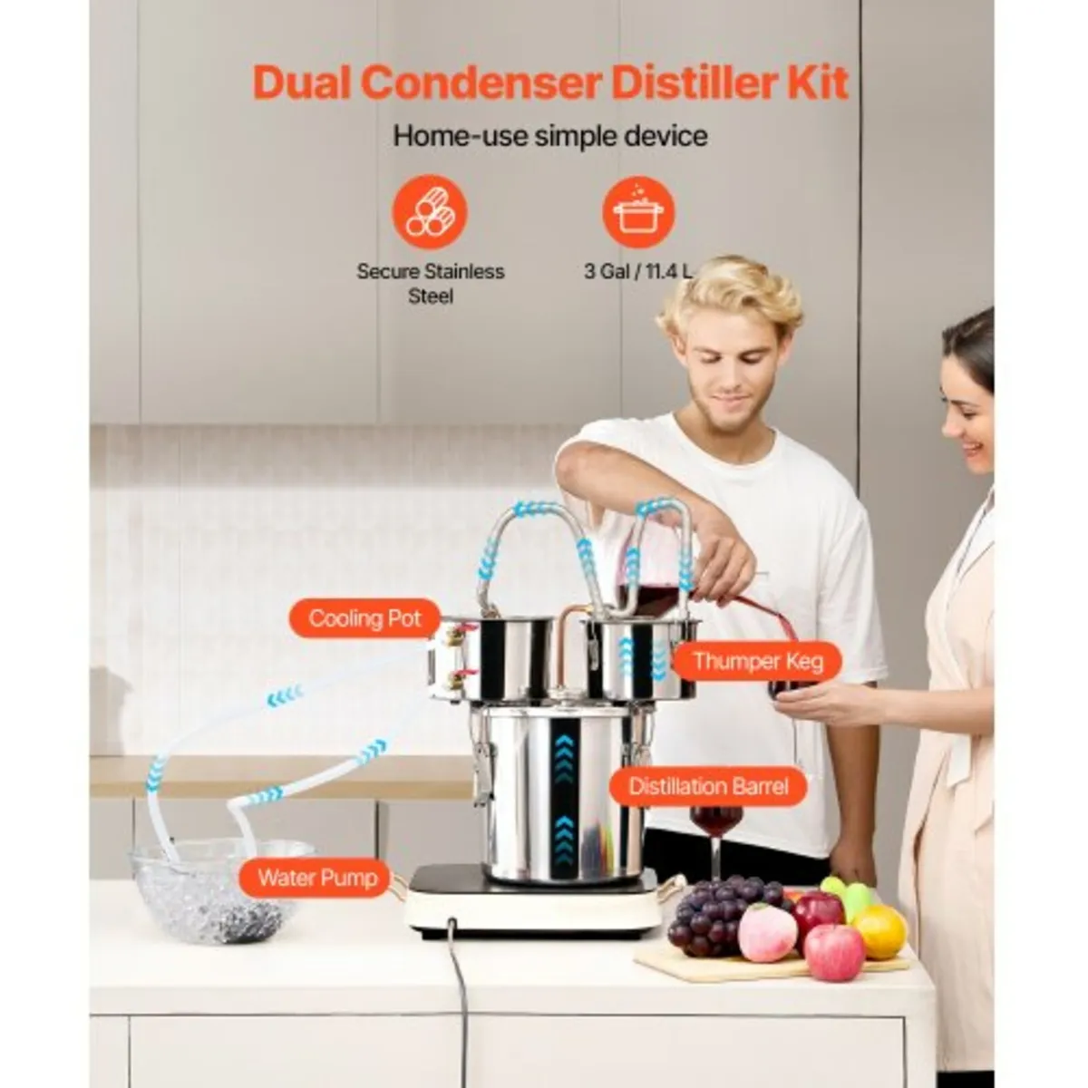 13.2 Gal / 50 L Stainless Steel Water Alcohol Dist - Image 3