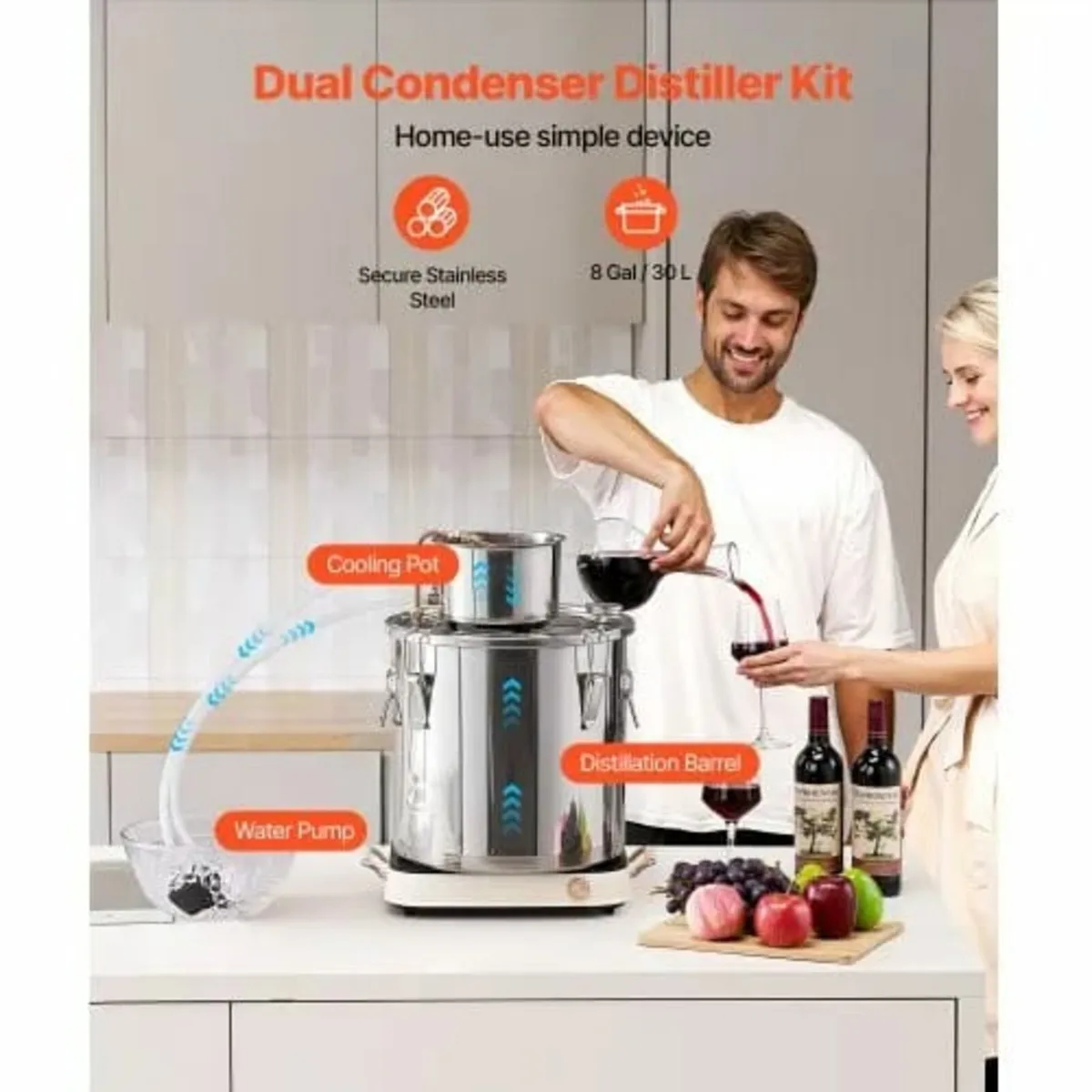 Alcohol Still, 8 Gal / 30 L Stainless Steel Water - Image 2