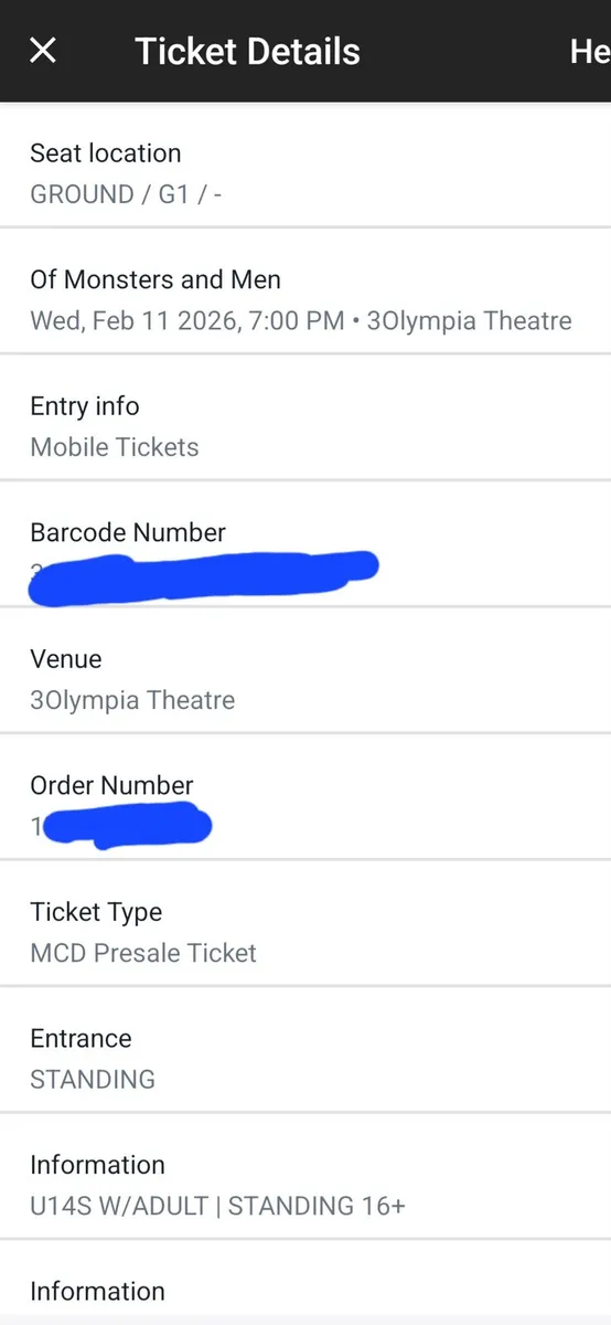 Of Monsters and Men ×2 standing tickets Dublin