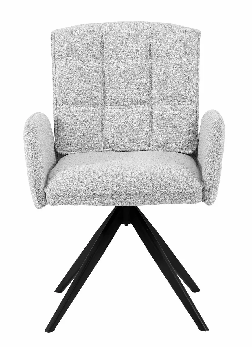 Zamira Grey Chenille Swivel Armchair - Image 2