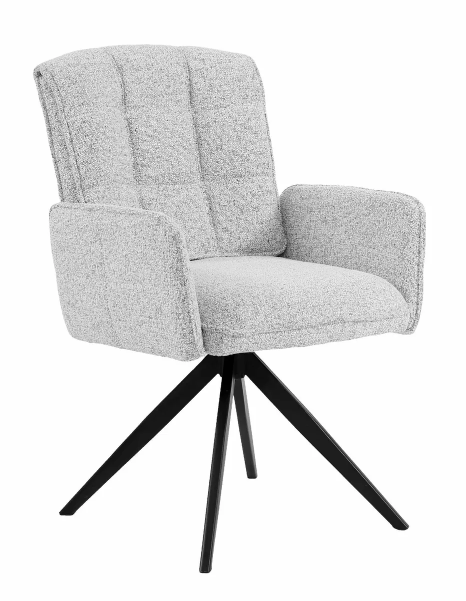 Zamira Grey Chenille Swivel Armchair - Image 3