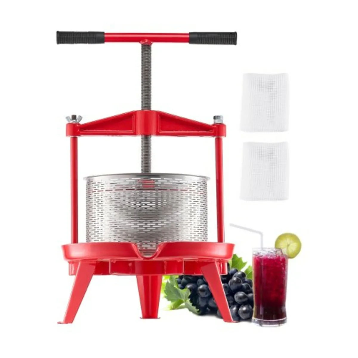 2.38 Gal/9L Fruit Wine Press, Stainless Steel Bask - Image 1