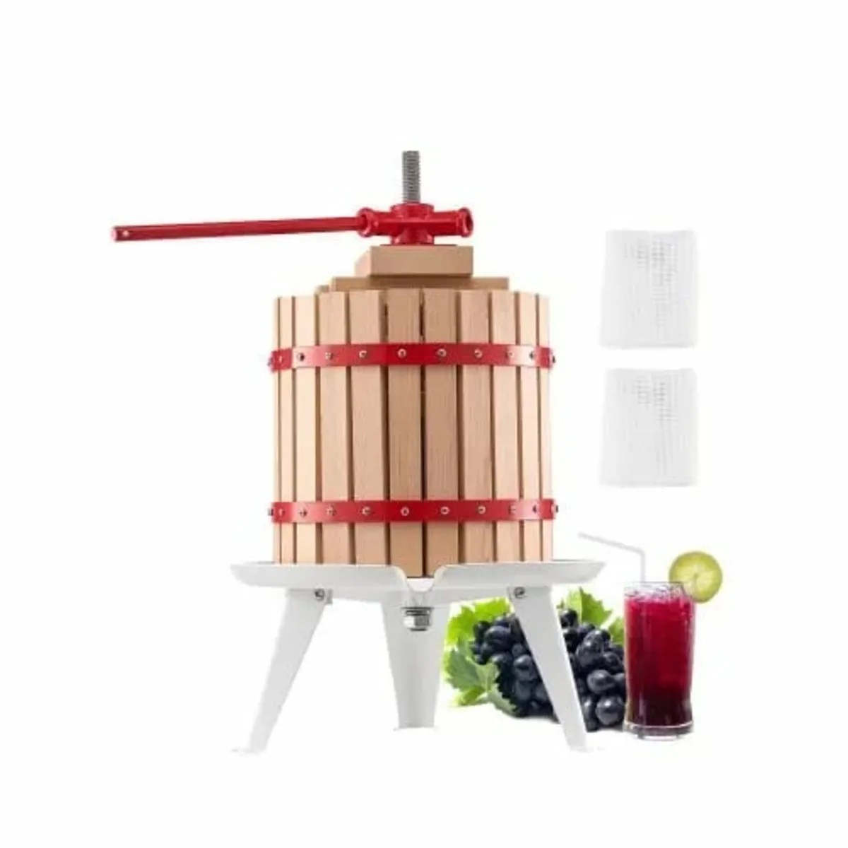 3.2 Gal/12L Fruit Wine Press, Solid Wood Basket wi - Image 1