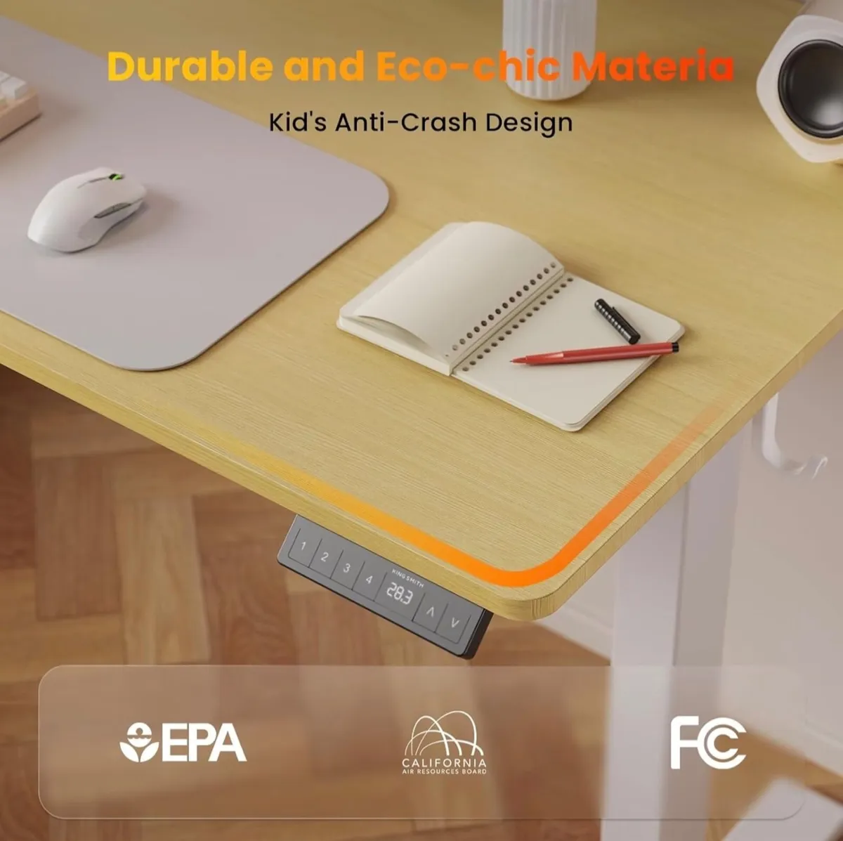 100 x 60 cm Standing Desk, Electric Height Adjusta - Image 2