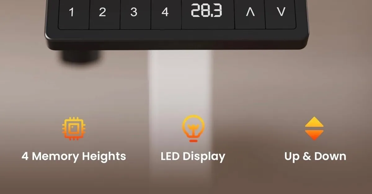 100 x 60 cm Standing Desk, Electric Height Adjusta - Image 3