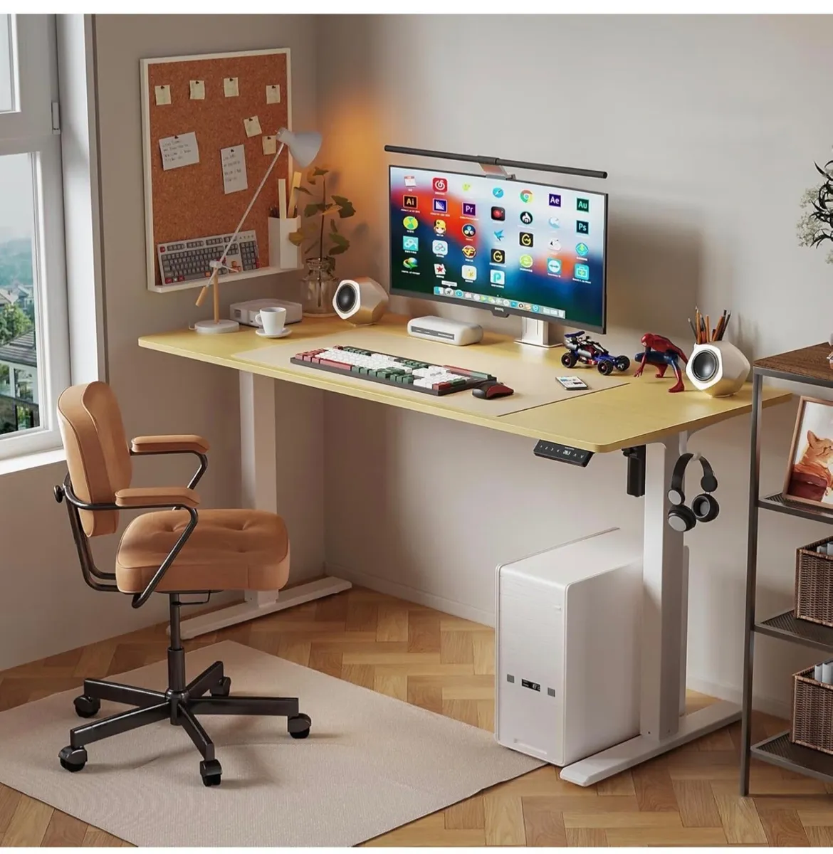 100 x 60 cm Standing Desk, Electric Height Adjusta - Image 4