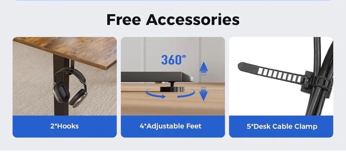 Electric Standing Desk, 120 x 60 cm Height Adjusta - Image 4