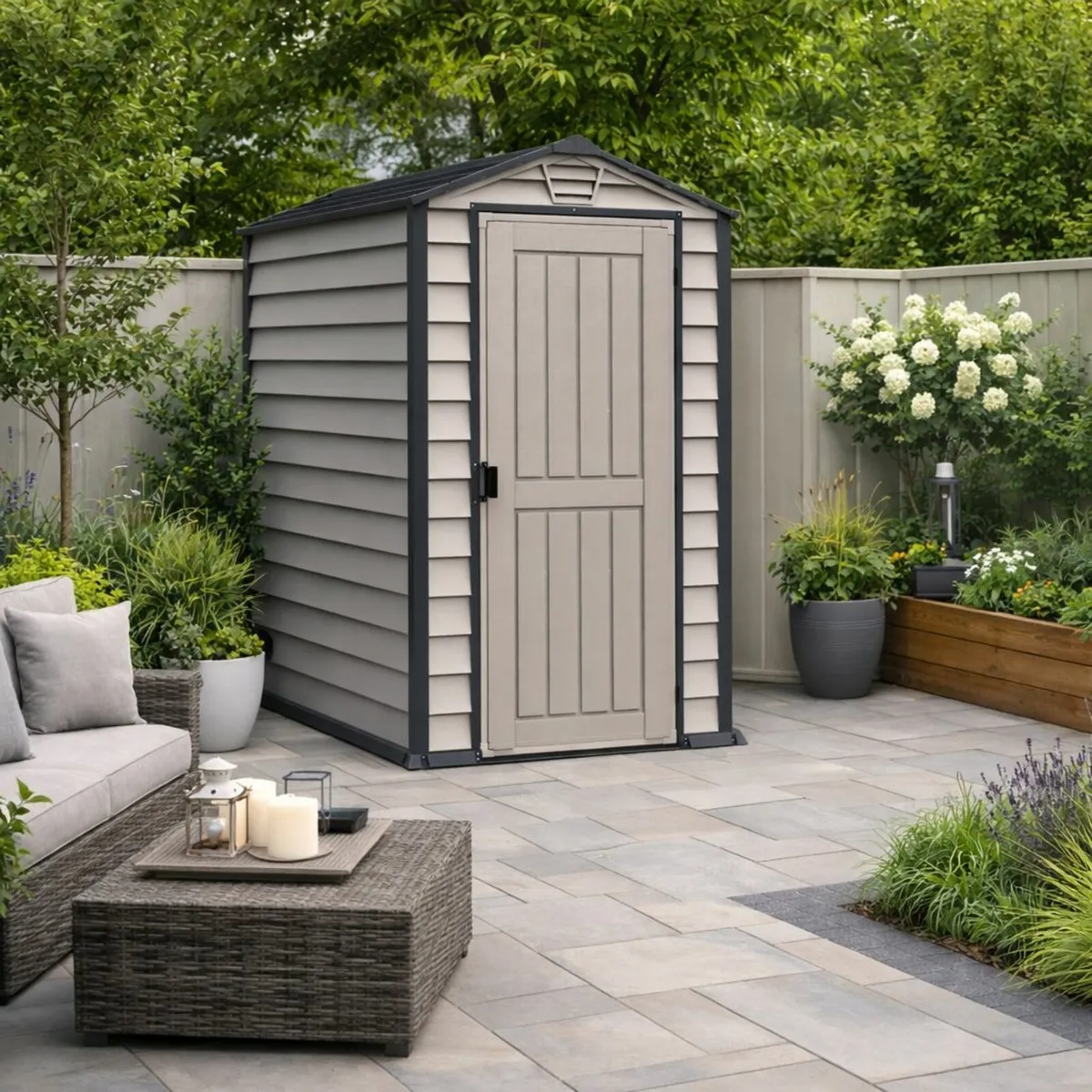 4×6 Evermore Vinyl Garden Shed – Grey - Image 1