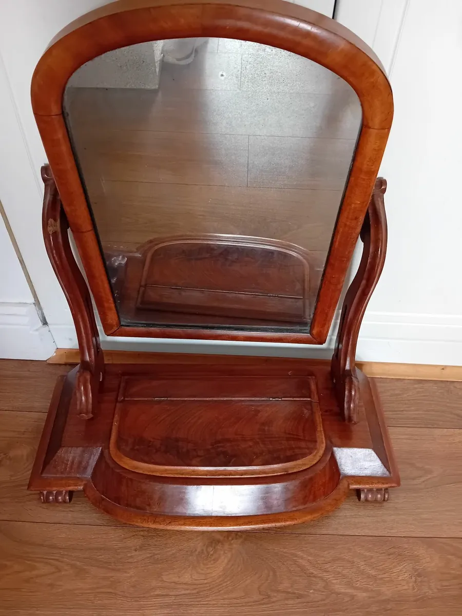 Antique rosewood mirror and jewellery box - Image 2