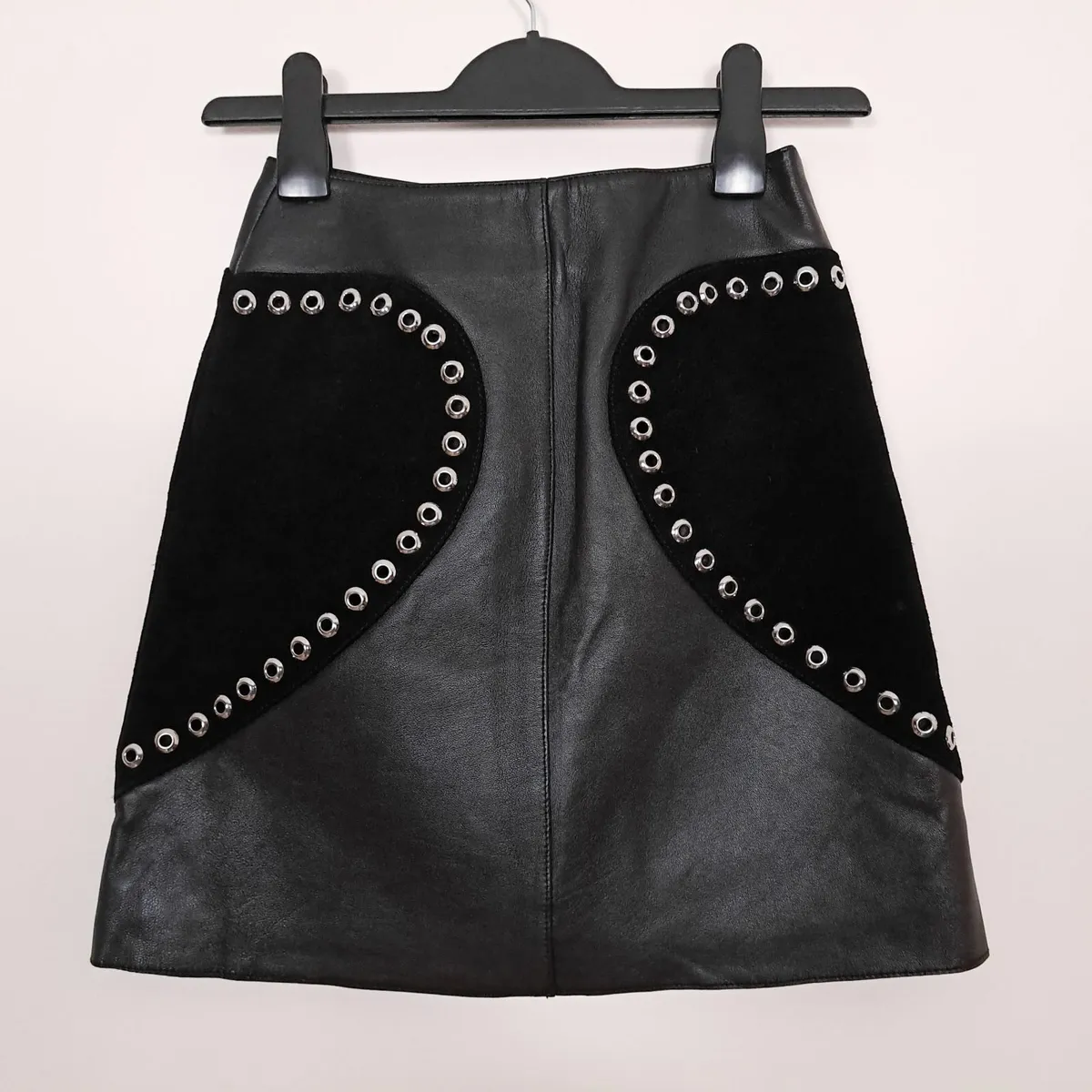Maje Black 100% Real Leather Mini Skirt 4UK/32EU - Image 4