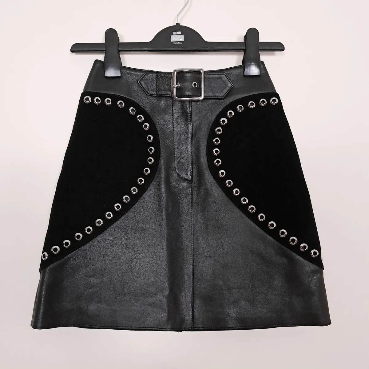 Maje Black 100% Real Leather Mini Skirt 4UK/32EU - Image 1