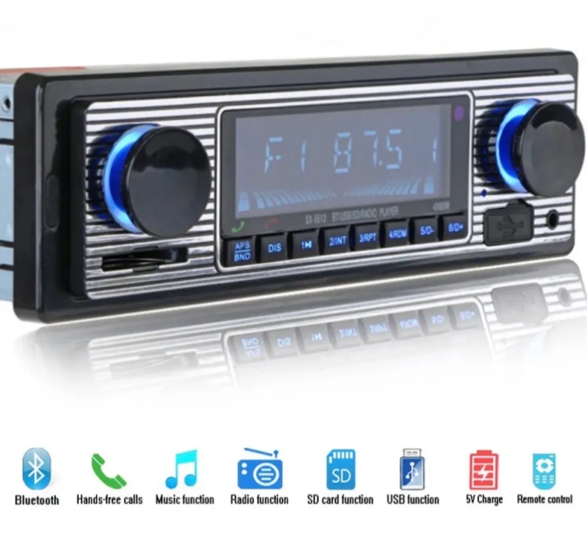 Retro Style Car Bluetooth Radio MP3 Player NEW - Image 1