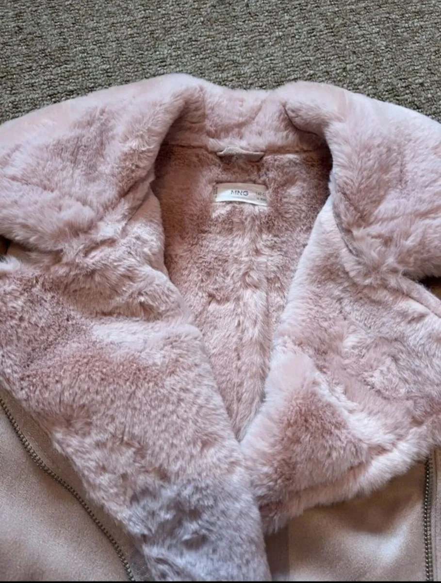 New Mango fur lined Pink Biker Jacket - 10 years - Image 2