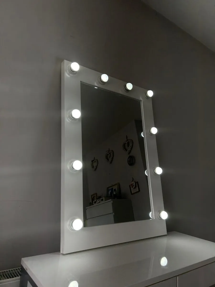 Hollywood mirror and IKEA desk - Image 1