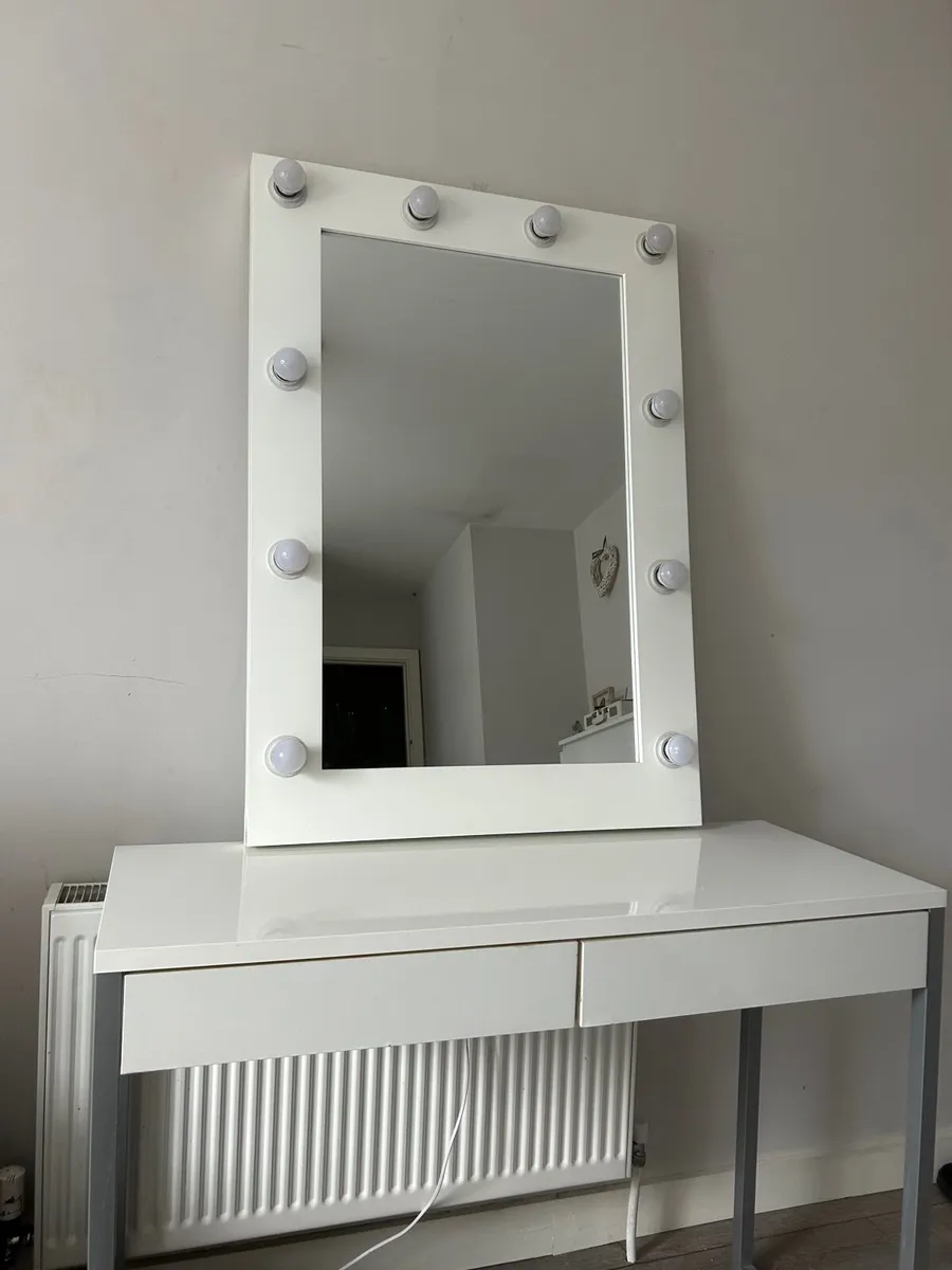 Hollywood mirror and IKEA desk - Image 3