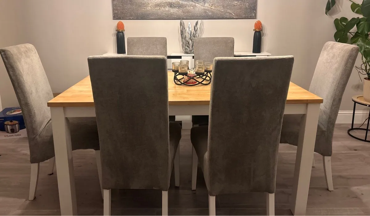 Wooden Dining Table and 6 Chairs - Image 1