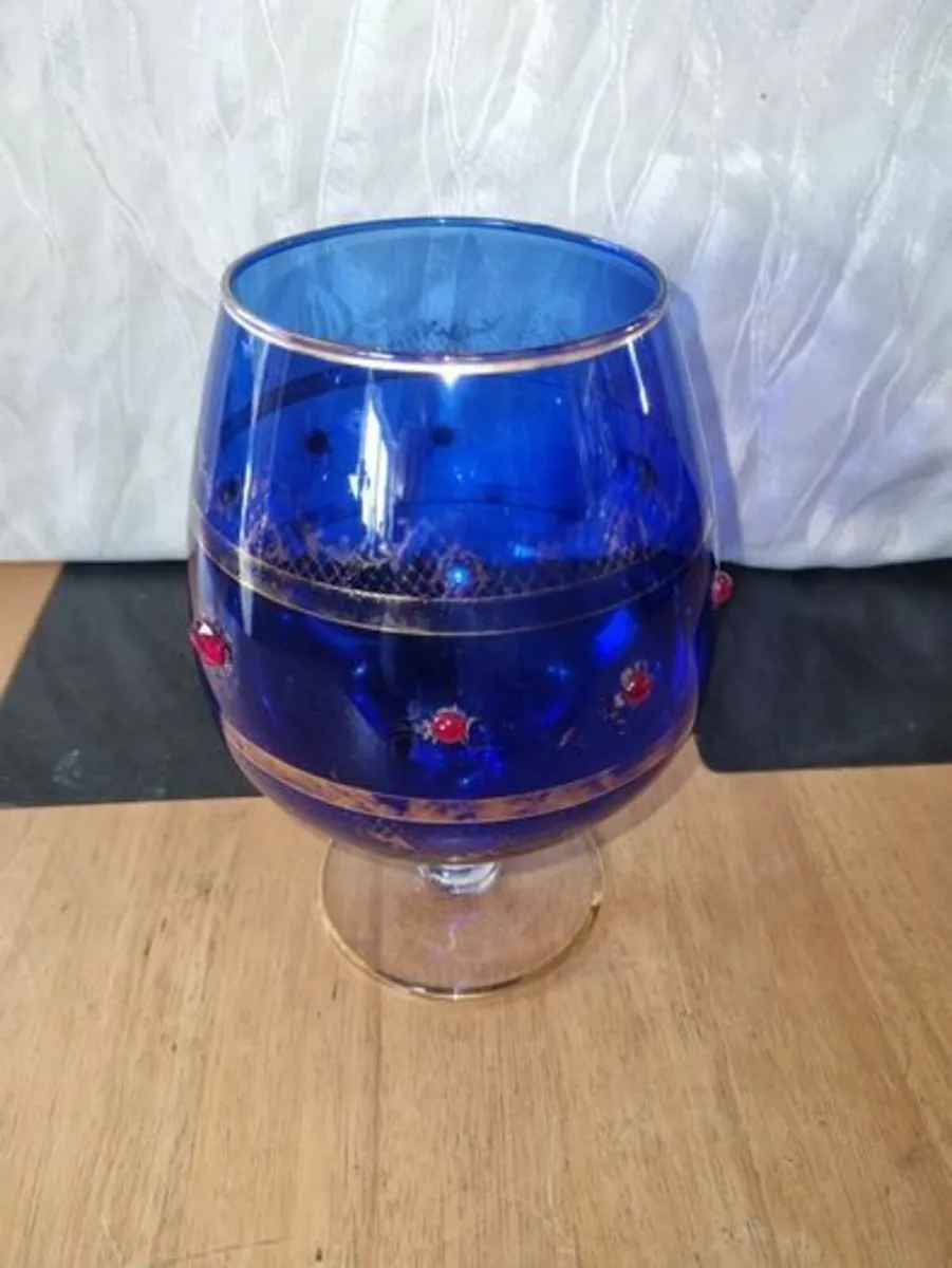 Large vintage Bohemia glass goblet - Image 2
