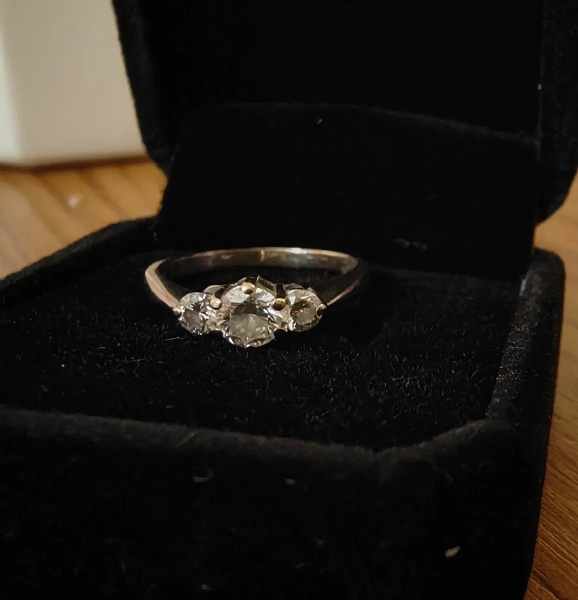 White Gold 3 Diamond Engagement Ring - Image 1