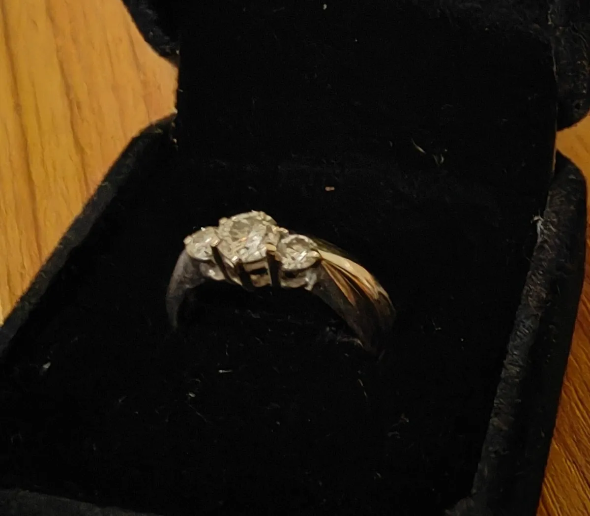 White Gold 3 Diamond Engagement Ring - Image 2