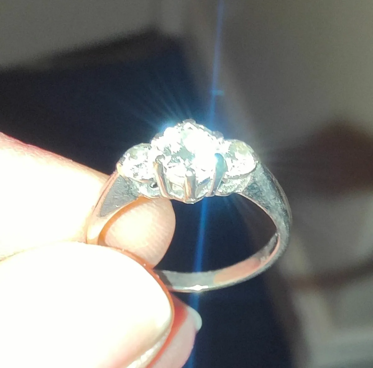 White Gold 3 Diamond Engagement Ring - Image 3