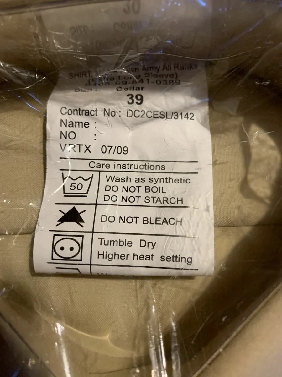 BRITISH ARMY ISSUE MANS FAWN LONG SLEEVE SHIRT - Image 2