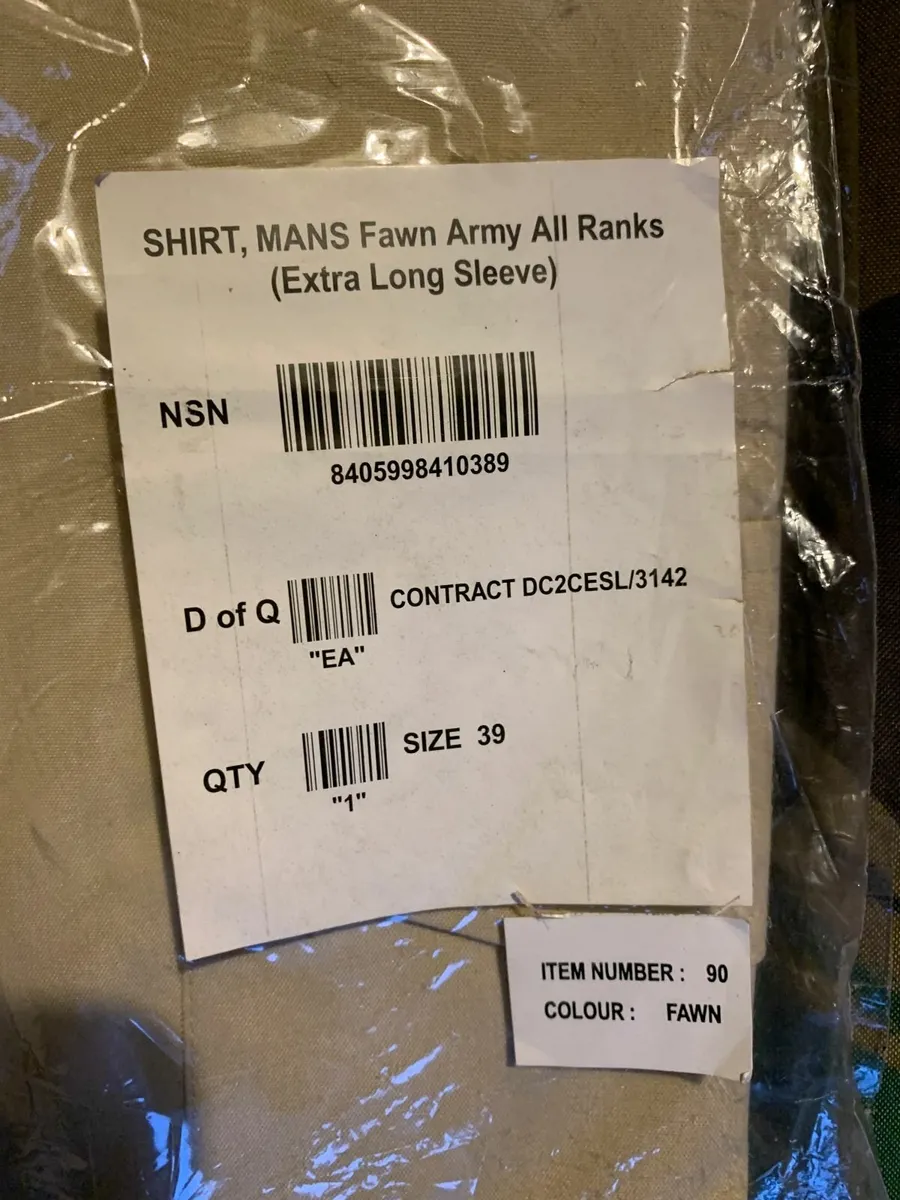 BRITISH ARMY ISSUE MANS FAWN LONG SLEEVE SHIRT - Image 3