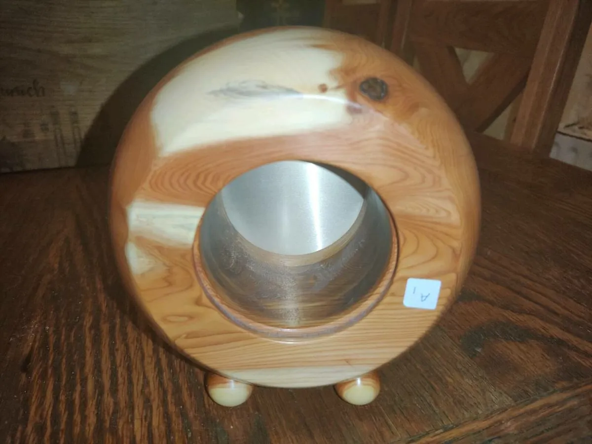 NATURAL ROUND OAK, 5"Tall Hand Carved New Clock ! - Image 4