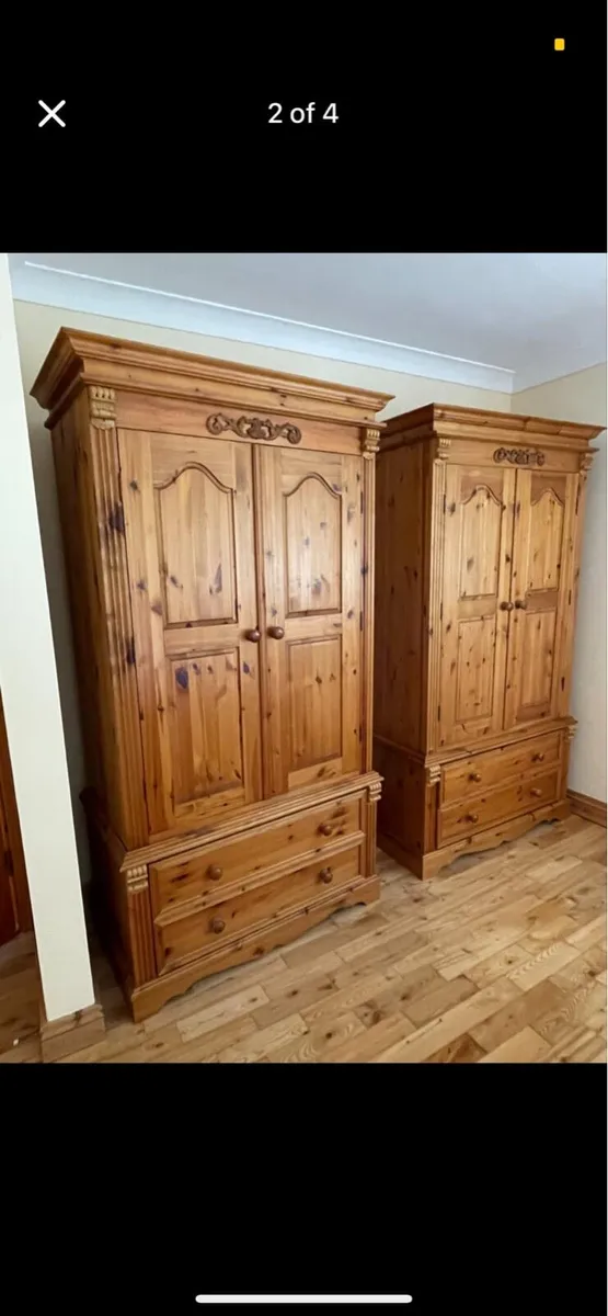 3 large pine wooden wardrobes - Image 1