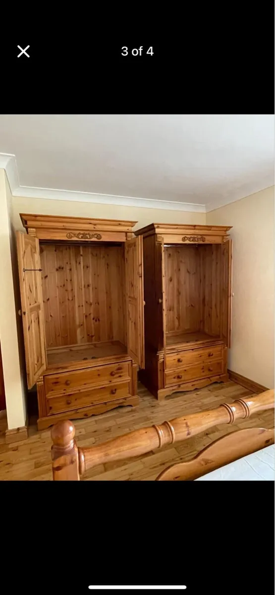 3 large pine wooden wardrobes - Image 4