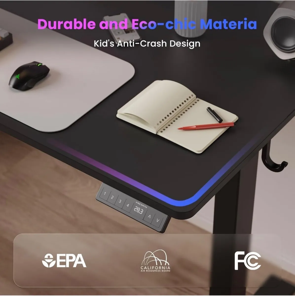 100 x 60 cm Standing Desk, Electric Height Adjusta - Image 2