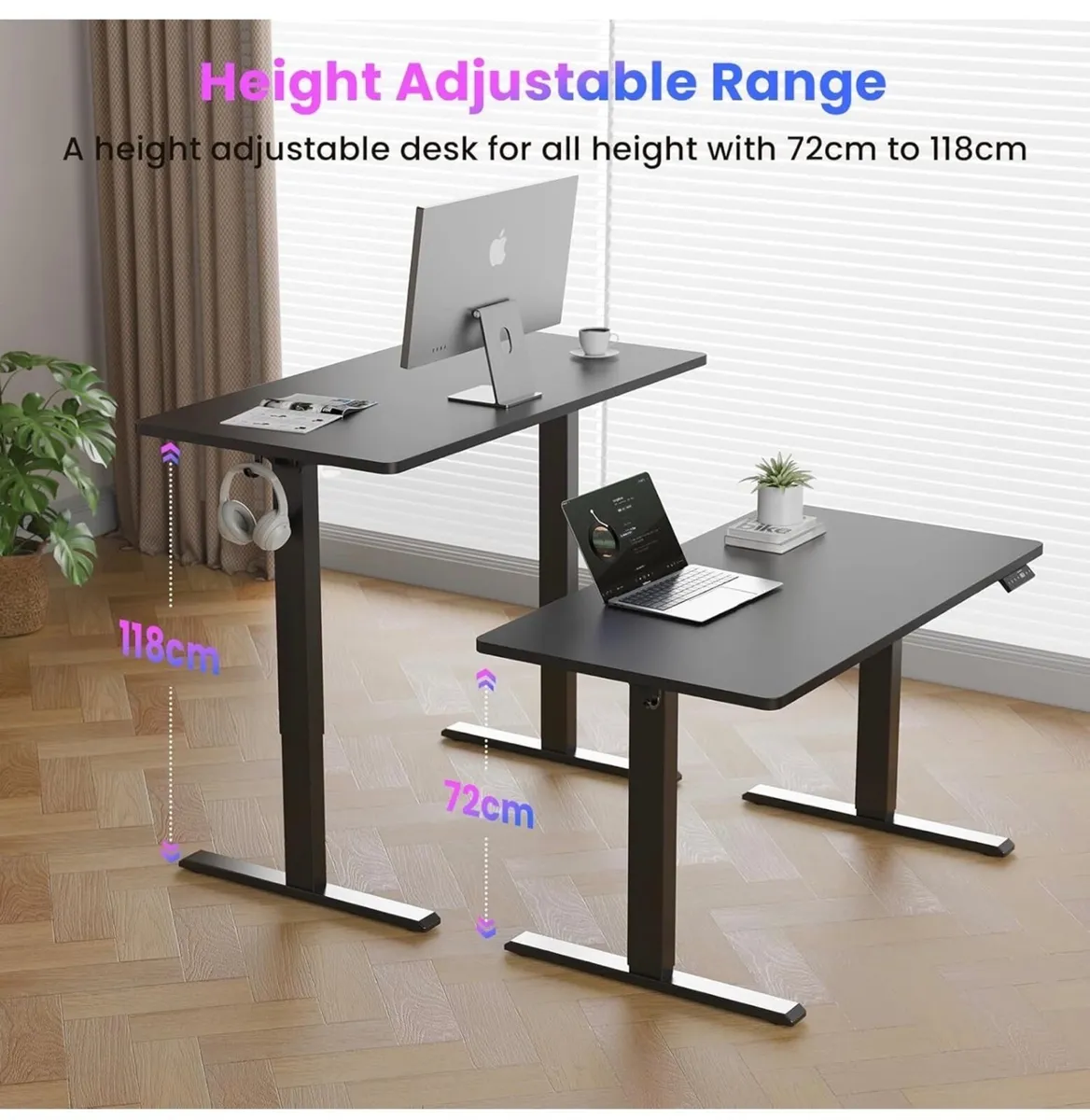 100 x 60 cm Standing Desk, Electric Height Adjusta - Image 3