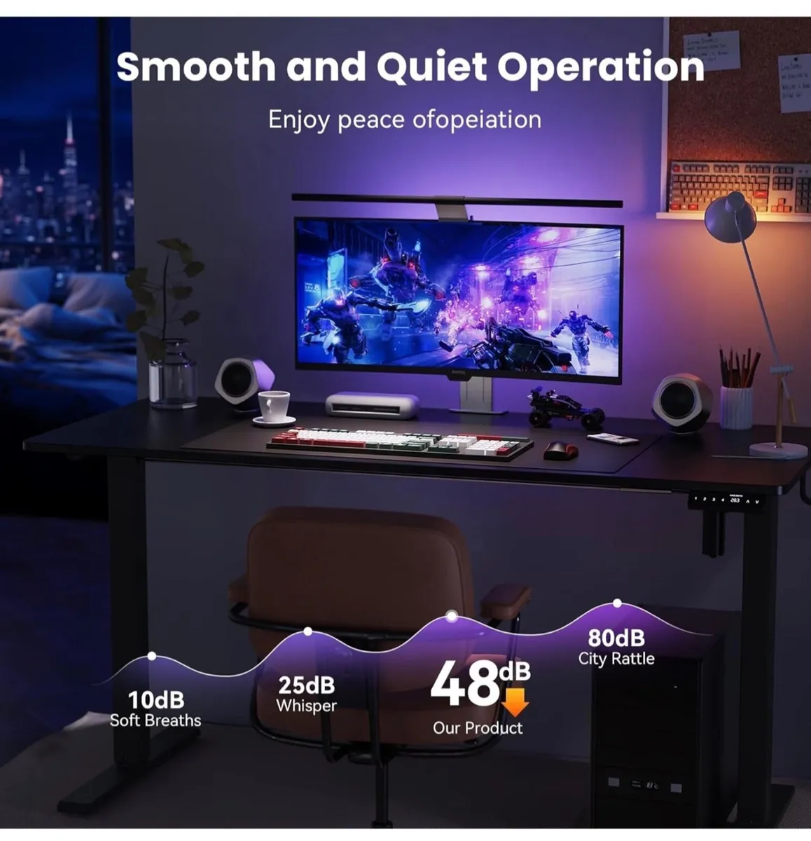 100 x 60 cm Standing Desk, Electric Height Adjusta - Image 2