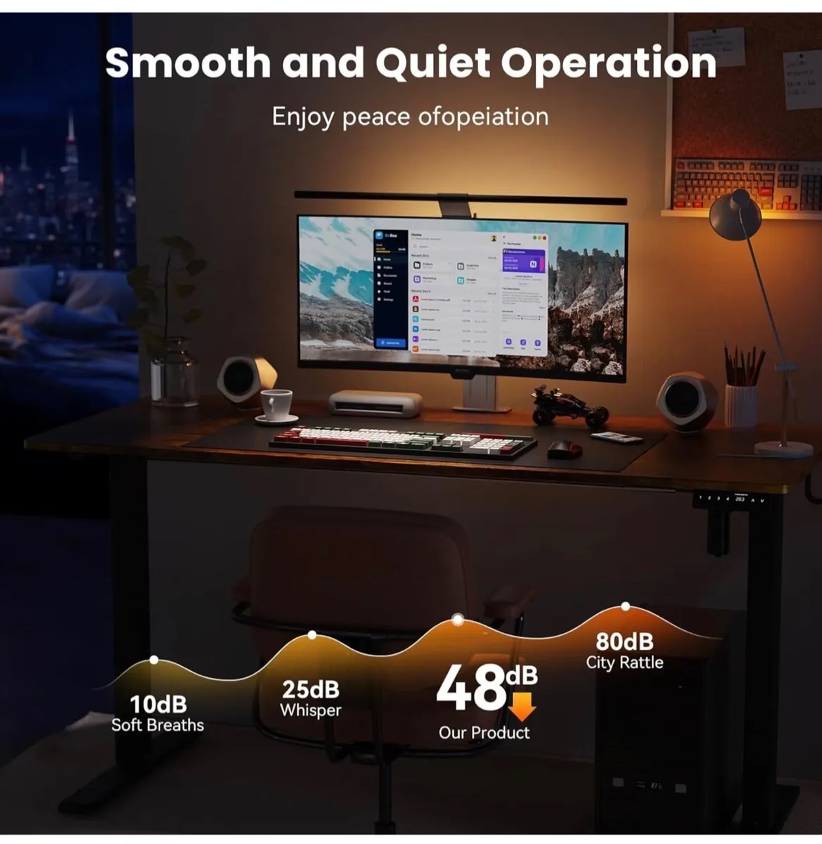 100 x 60 cm Standing Desk, Electric Height Adjusta - Image 3