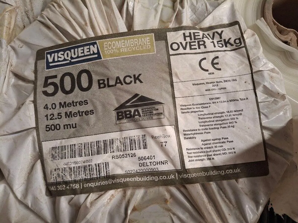 Visqueen 2000 gauge / 500mu DPM 4m x 12.5m heavy gauge plastic - Image 1