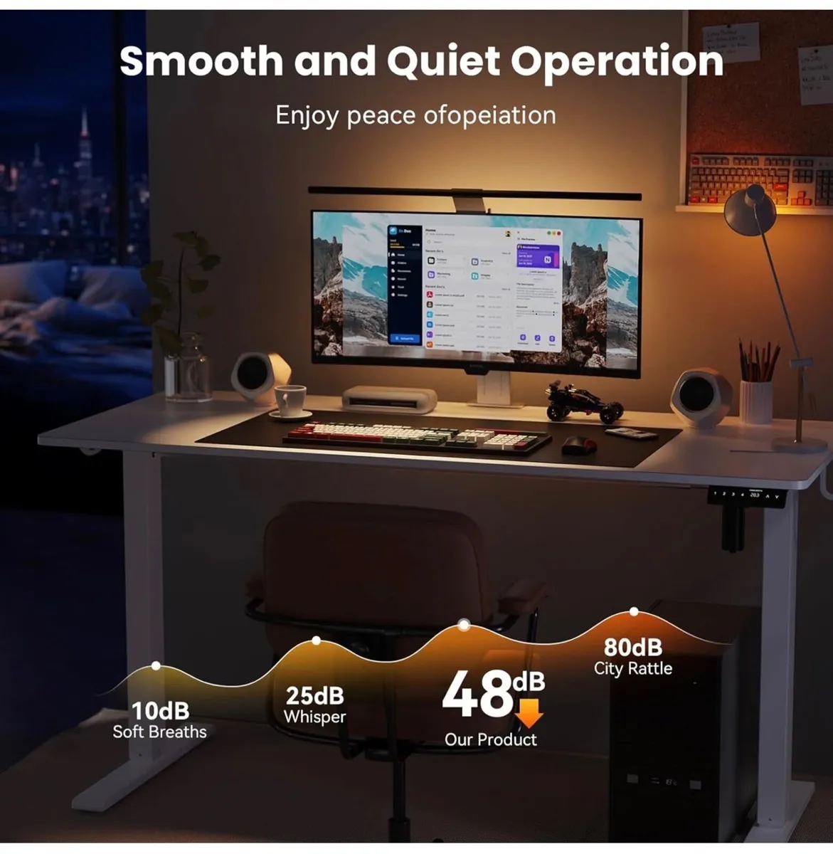 100 x 60 cm Standing Desk, Electric Height Adjusta - Image 3