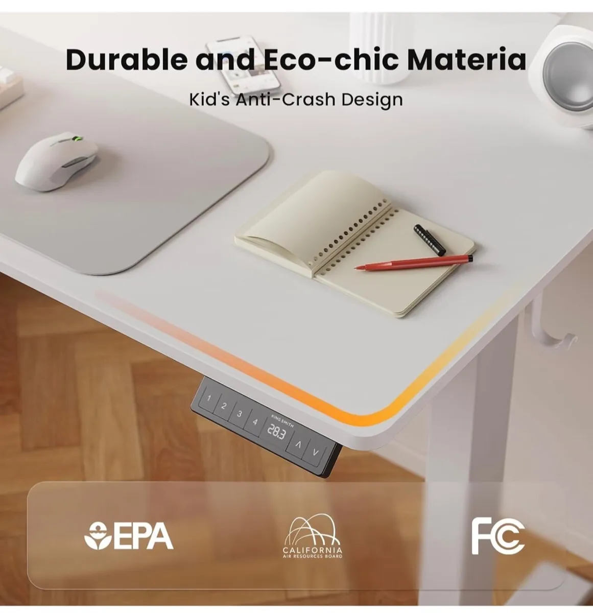 100 x 60 cm Standing Desk, Electric Height Adjusta - Image 2