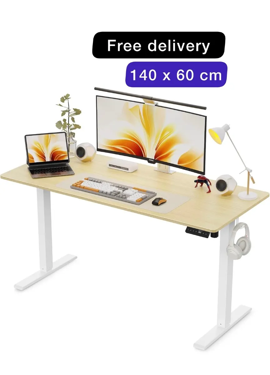 140 x 60 cm Standing Desk, Electric Height Adjusta - Image 1