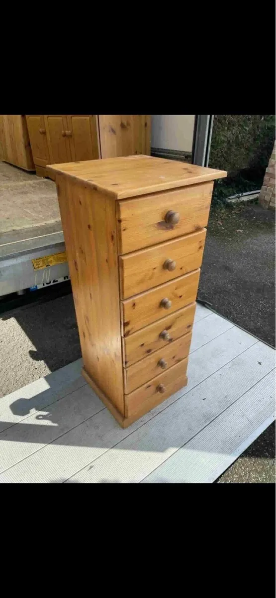 Tall boy chest of drawers pine - Image 4